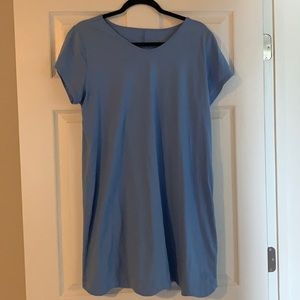 Blue scalloped hem tshirt dress